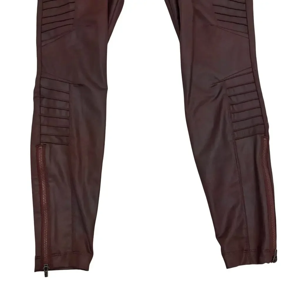 Athleta Delancey Gleam Burgundy Moto Tight Leggings S